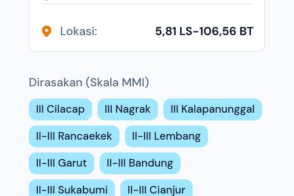 Gempa M5,9 Kepulauan Seribu Terasa di Kota Bengkulu, BMKG Pastikan Tak Berpotensi Tsunami